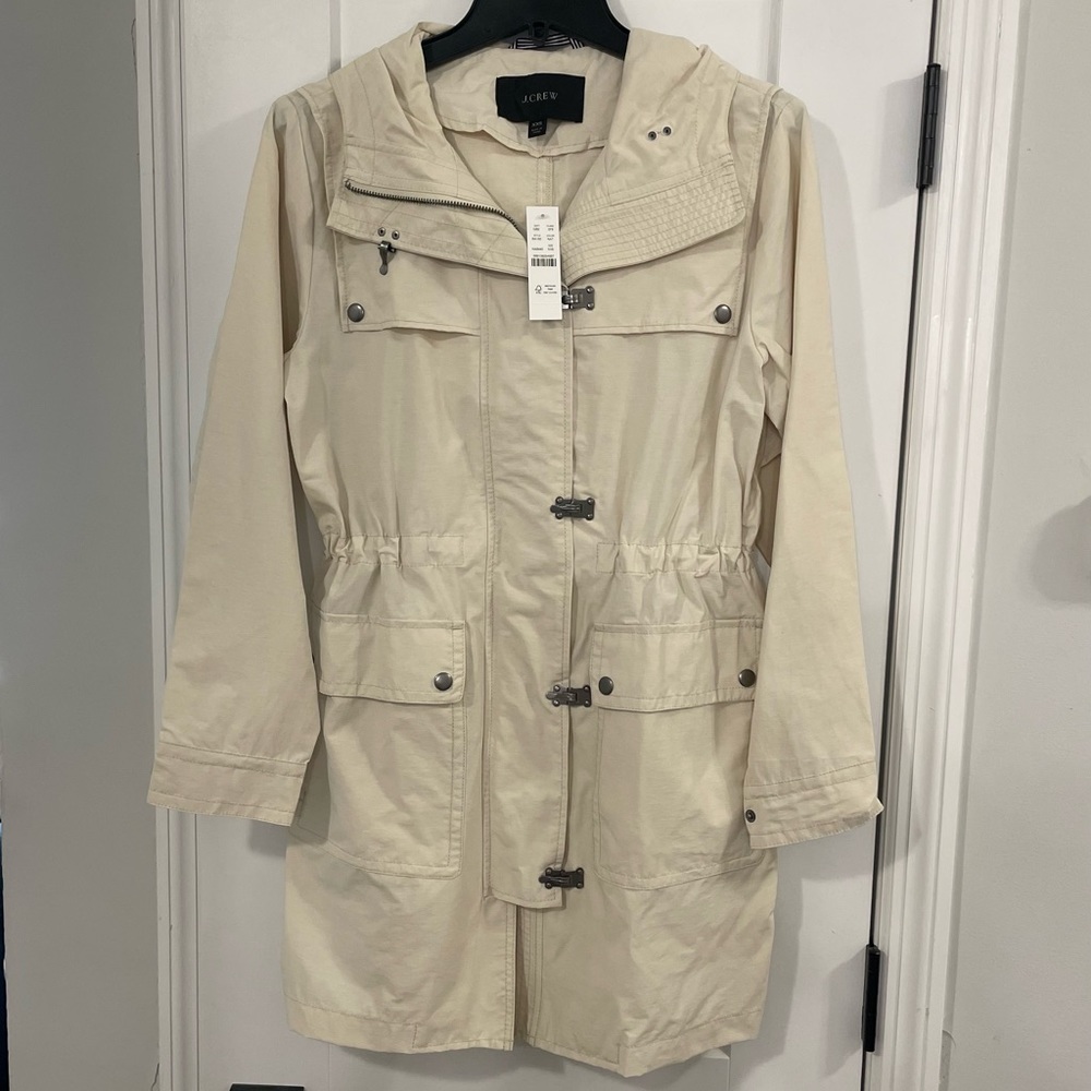 J. Crew Utility Rain Coat with Zipper and Clasps
